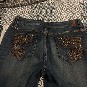 ✅People's Liberation Dark Blue Skinny Jeans, GUC, slightly distressed. Size 10